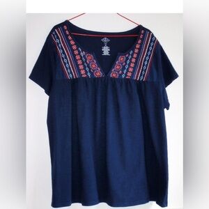 St. John's Bay Navy Embroidered Short Sleeve Tee